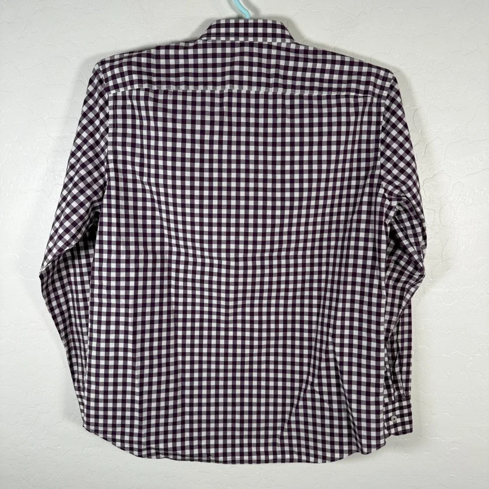 Untuckit Shirt‎ Mens Large Purple Button Up Long Sleeve Gingham Check Casual